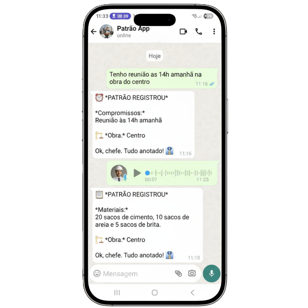 Mockup WhatsApp - Patrão App